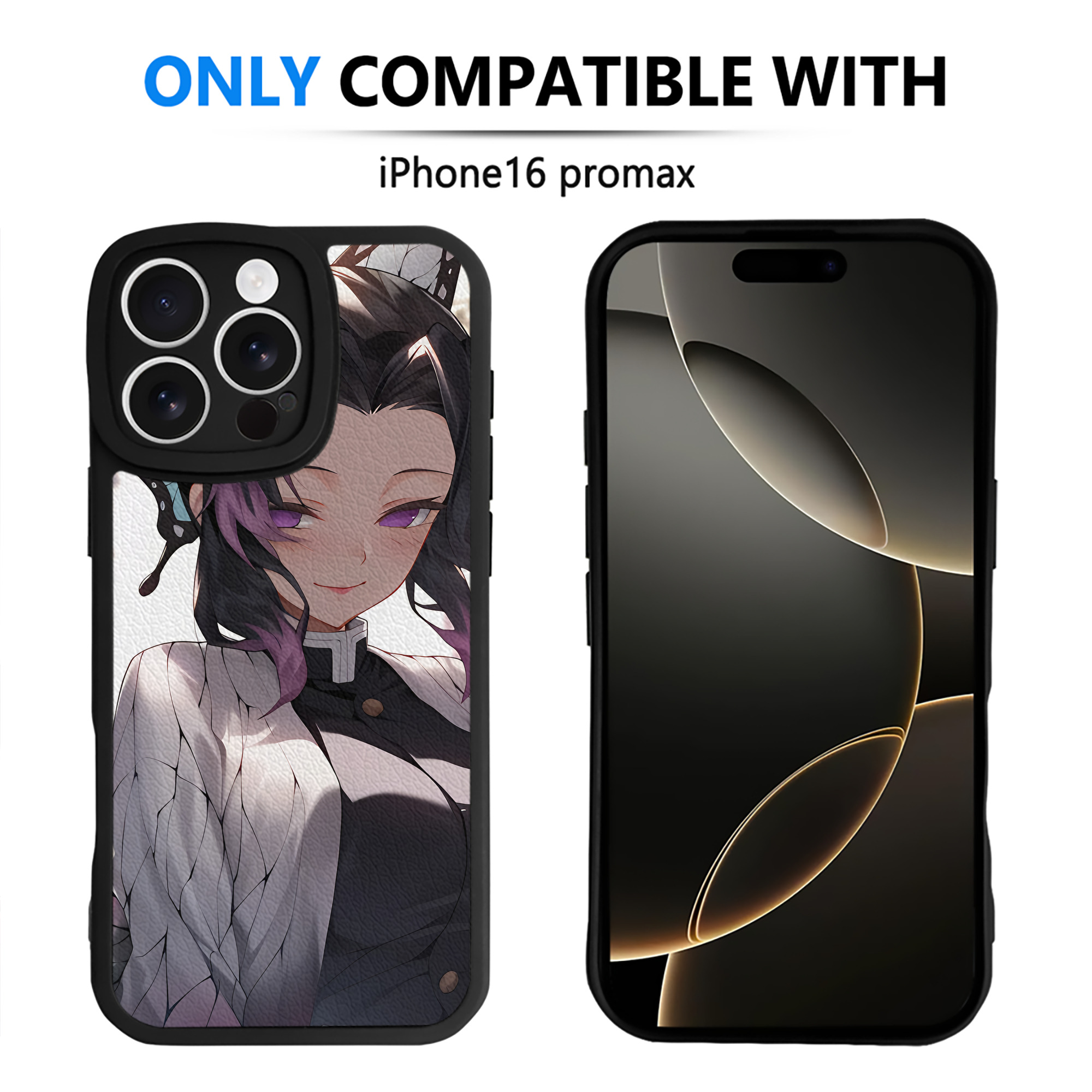 （画像用） 鬼滅の刃（きめつのやいば）蟲柱-胡蝶 しのぶ／こちょう しのぶ Kochou Shinobu 【iPhone 16シリーズ対応】シリコンスマホケース（レザー調） 材質：シリコン